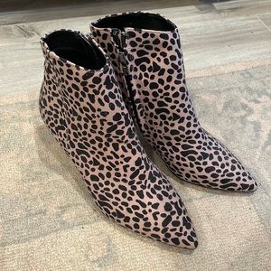 Leopard booties boots kitten heel